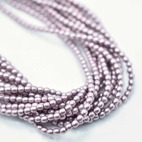 100 Beads - 3mm Druk Suede Gold Blackened Pearl Czech Glass Rounds