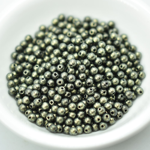 200 Beads - 3mm Druk Rounds, Polychrome Gold Rush, Czech Glass