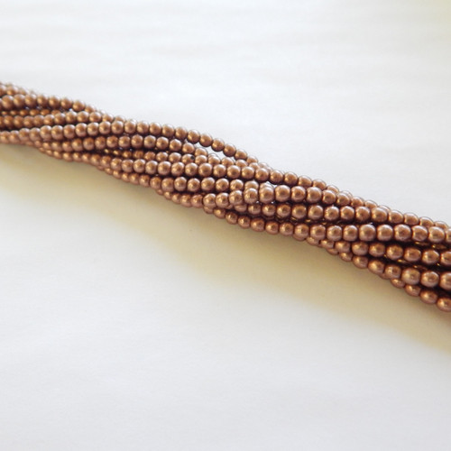 100 Beads - 3mm Druk Saturated Metallic Autumn Maple Czech Glass Rounds