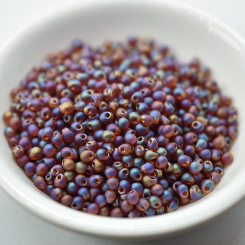 2.8mm Drop Beads Miyuki Matte SmokyTopaz AB, 10 Grams No. 134Fr