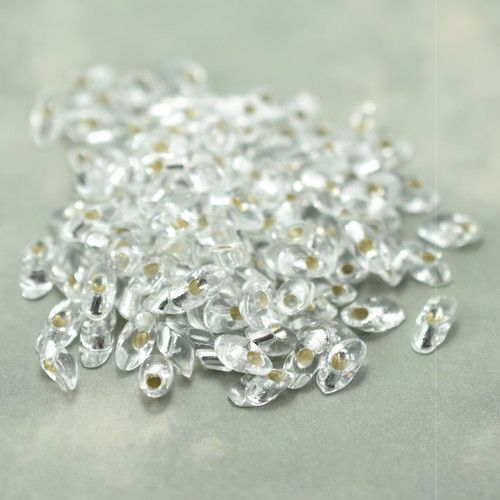 10 Grams - 4x7mm Long Magatama Silver Lined Crystal Miyuki No. 1