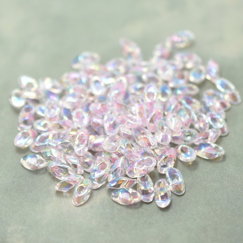10 Grams - 4x7mm Long Magatama Pink Lined Crystal AB Miyuki No. 2144