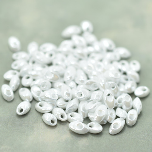 10 Grams - 4x7mm Long Magatama White Pearl Ceylon Miyuki No. 420