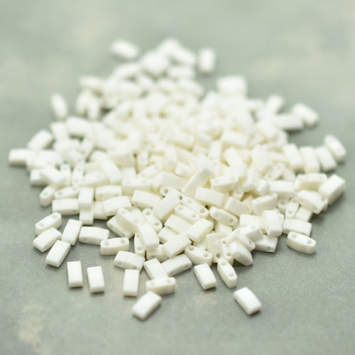 Half Tila Beads Matte Opaque Cream 5 Grams Miyuki Glass Beads No. 2021