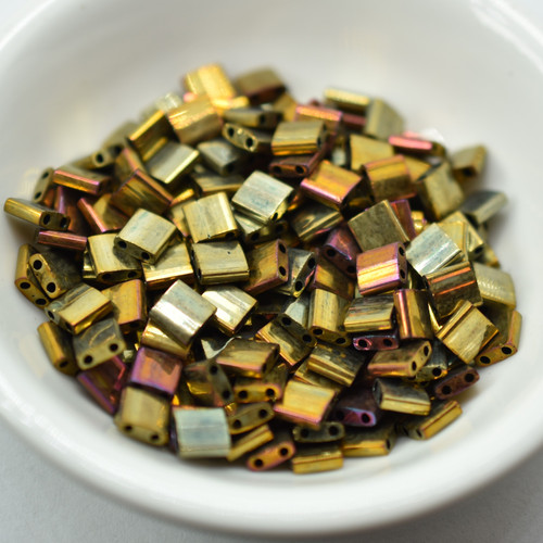 5MM Tila 5 grams Two Hole Beads Metallic Gold Iris Miyuki No. 462