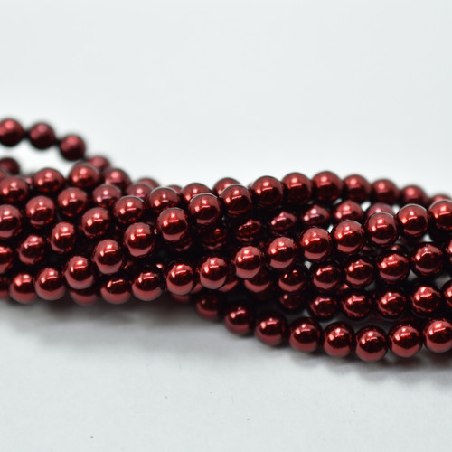 4mm Round Czech Glass Pearl Burgundy, 120 Beads