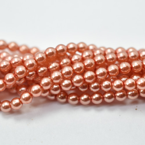 4mm Round Czech Glass Pearl Blush Pink, 120 Beads