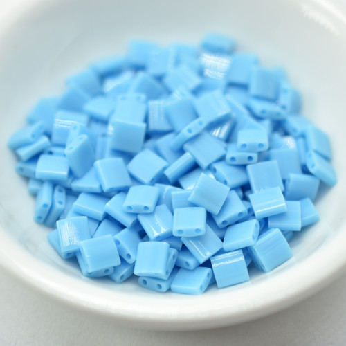 Tila 5 grams Opaque Turquoise Blue 2-Hole 5mm Square Miyuki Beads No. 413