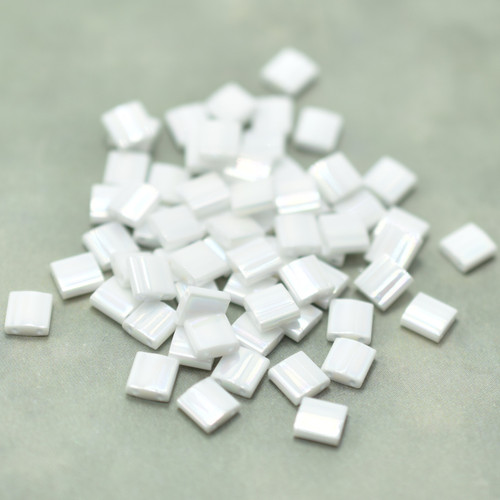 Tila 5 grams Opaque White Pearl 2-Hole 5mm Square Miyuki Beads No. 471