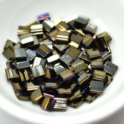 Tila 5 grams Brown Iris 2-Hole 5mm Square Miyuki Beads No. 458
