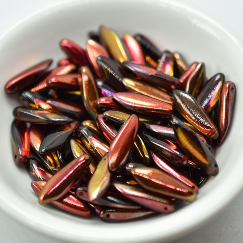 25 Beads - 5x16mm Dagger Czech Glass Magic Wine