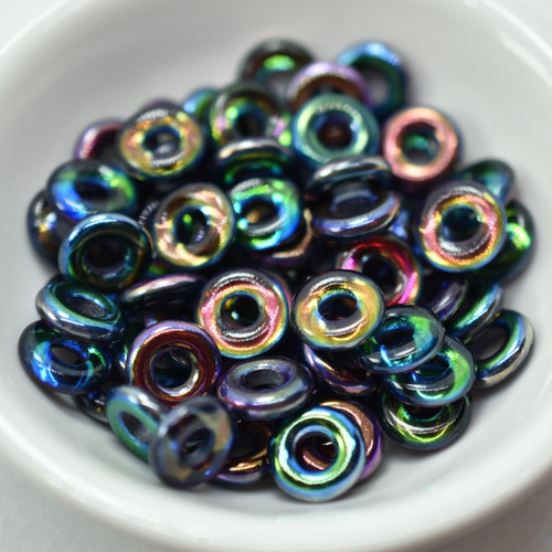 15 Beads - 10mm Ring, Crystal Magic Blue, Czech Glass