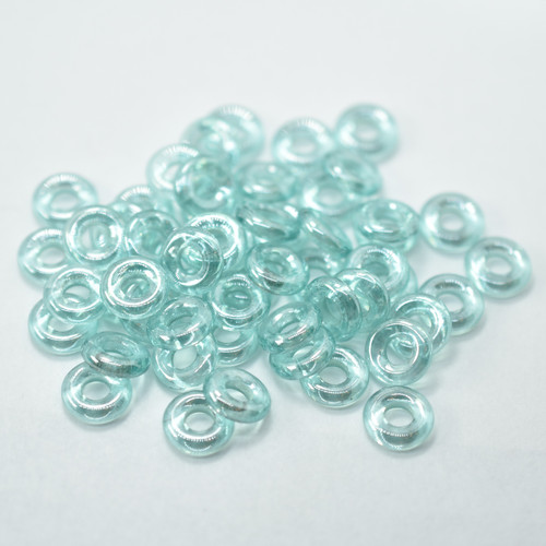 15 Beads - 10mm Ring, Light Aqua Shimmer, Czech Glass