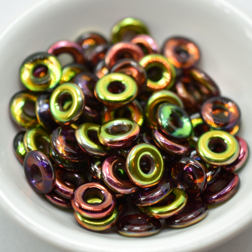 15 Beads - 10mm Ring, Crystal Magic Apple, Czech Glass