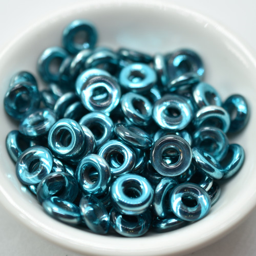 15 Beads - 10mm Ring, Crystal Marine Blue Ice, Czech Glass