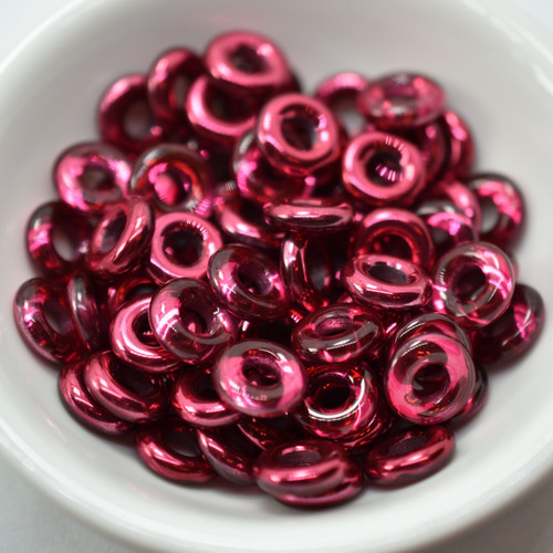 15 Beads - 10mm Ring, Crystal Pomegranate Pink Ice, Czech Glass