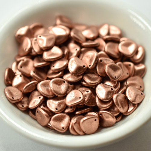 30 Beads - Rose Petal 8x7mm - Matte Vintage Copper - Czech Glass