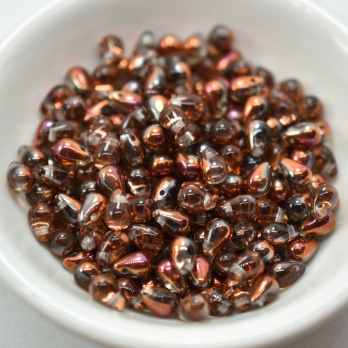 50 Beads - 4x6mm Teardrop Crystal Sunset - Czech Glass