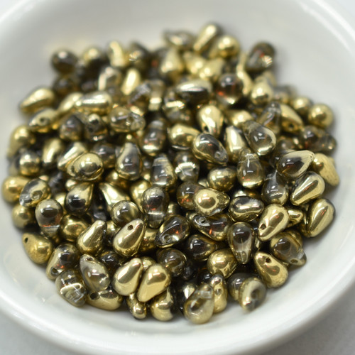 50 Beads - 4x6mm Teardrop Crystal Amber - Czech Glass
