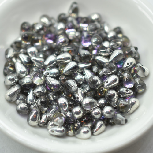 50 Beads - 4x6mm Teardrop Crystal Light Vitrail - Czech Glass