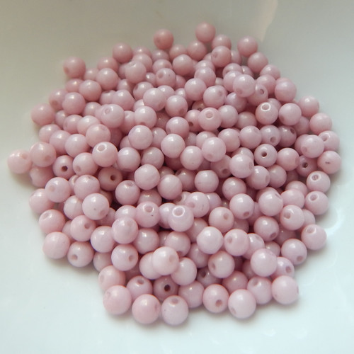4mm Druk Rounds (100 beads) Chalk Lilac Luster Czech Glass