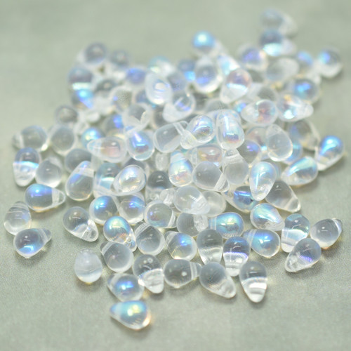 50 Beads - 4x6mm Teardrop Crystal AB - Czech Glass