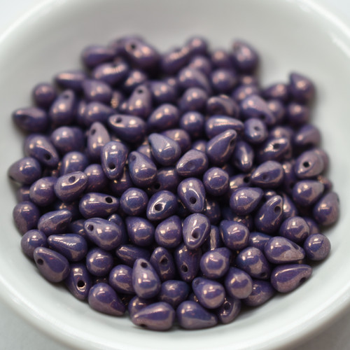 50 Beads - 4x6mm Teardrop Chalk Lilac Vega Luster - Czech Glass