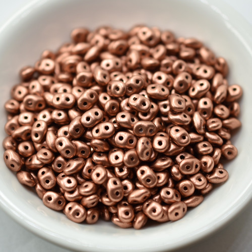 2x5mm SuperDuo Beads Matte Vintage Copper 10 grams Czech Glass