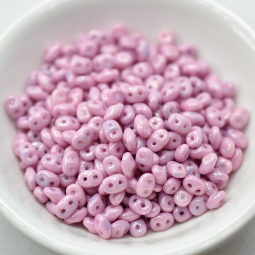 10 grams - Superduo Chalk Lilac Luster - Czech Glass by Matubo