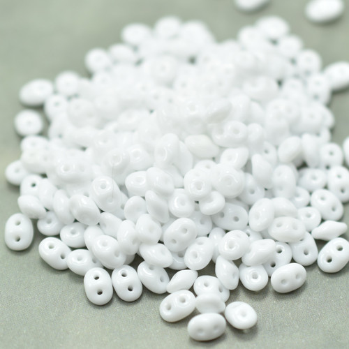 10 grams - Superduo Chalk White - Czech Glass by Matubo