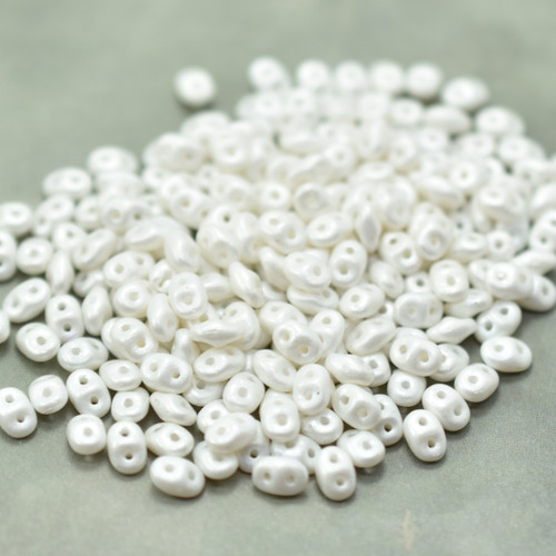 10 grams - Superduo Pastel White - Czech Glass by Matubo