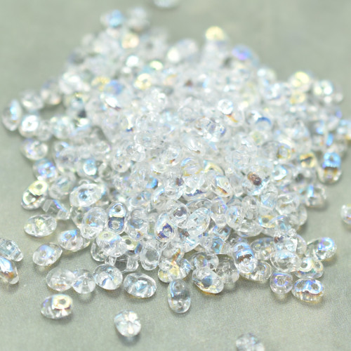 Miniduo 2x4mm Two hole beads 10 grams - Crystal AB - Czech Glass