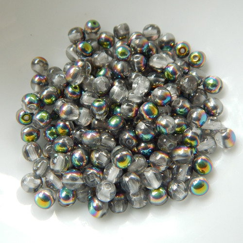 4mm Druk Rounds (100 beads) Crystal Vitrail Czech Glass Beads