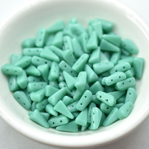 30 Beads - 5x8mm Vexolo® 2-Hole Green Turquoise Czech Glass