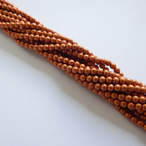 100 Beads - 4mm Druk Saturated Metallic Russet Orange Czech Glass Rounds