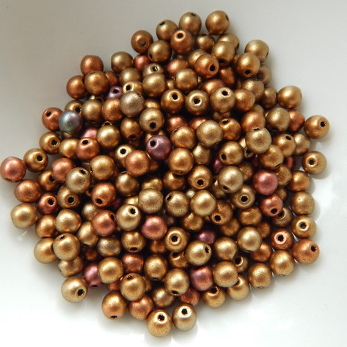 100 Beads - 4mm Druk Rounds Matte Metallic Mix Czech Glass