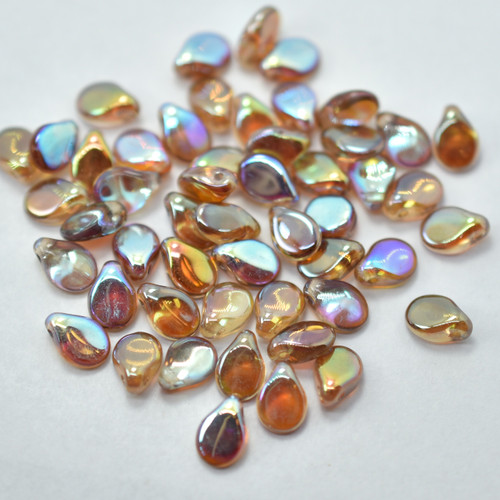 5x7mm Pip Crystal Brown Rainbow Czech Glass, 25 Beads