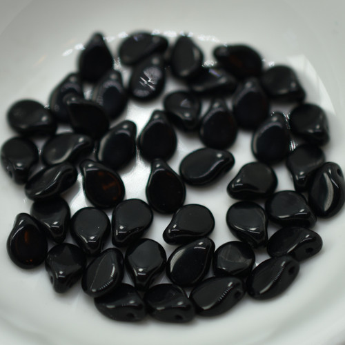 5x7mm Pip Jet Black Czech Glass, 25 Beads