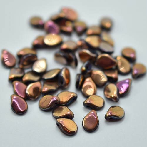5x7mm Pip Jet Full Capri Rose Czech Glass, 25 Beads