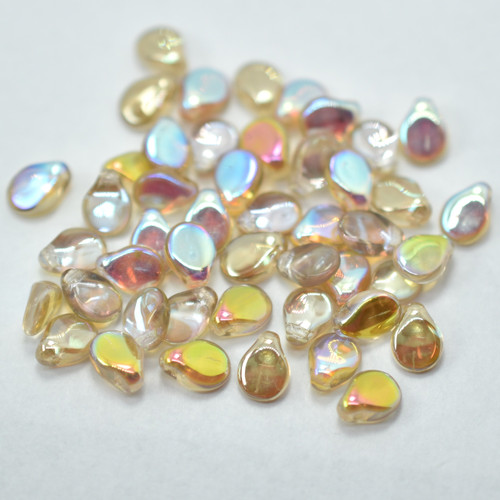 5x7mm Pip Crystal Lemon Rainbow Czech Glass, 25 Beads