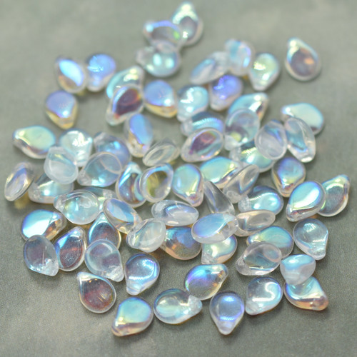 5x7mm Pip Crystal AB Czech Glass, 25 Beads