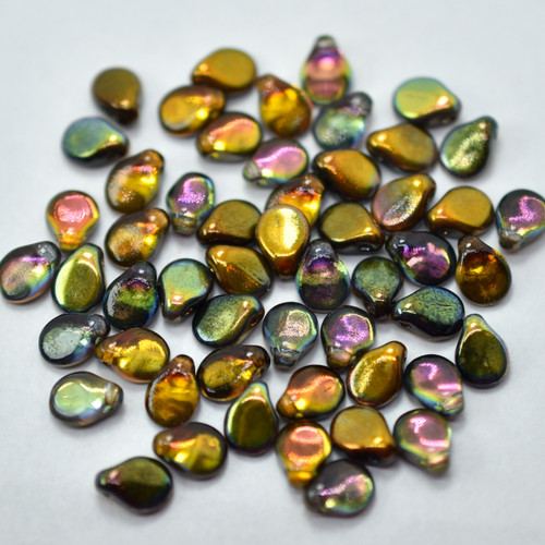 5x7mm Pip Crystal Magic Copper Czech Glass, 25 Beads