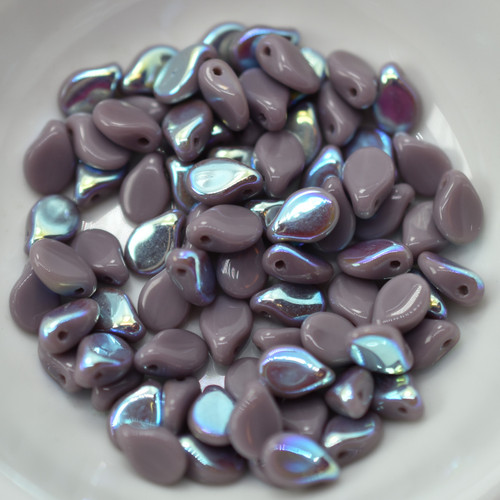 5x7mm Pip Opaque Lilac AB Czech Glass, 25 Beads