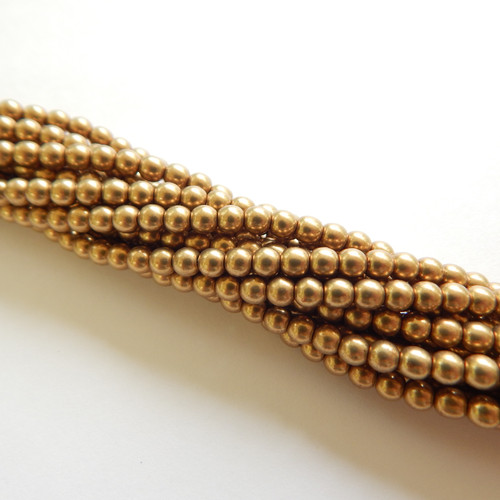 100 Beads - 4mm Druk Saturated Metallic Ceylon Yellow Czech Glass Rounds