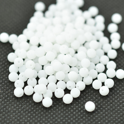 100 Beads - 4mm Druk Bondeli White - Czech Glass Rounds