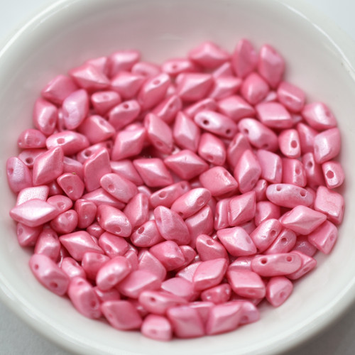 40 Beads - Gemduo Two Hole Beads Pastel Pink, Czech Glass Beads