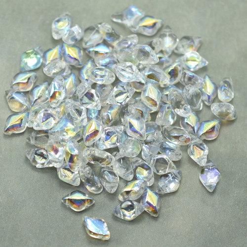 40 Beads - Gemduo Two Hole Beads Crystal AB - Czech Glass Beads