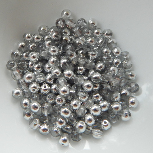 4mm Druk Rounds Crystal Labrador (100 beads) Czech Glass Beads