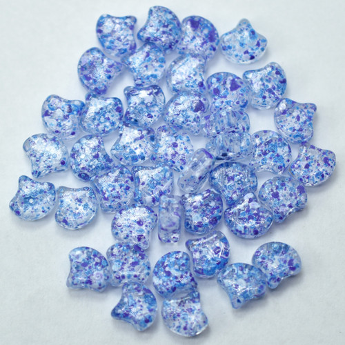 Ginko 7.5mm x 7.5mm 2-hole Confetti Splash Indigo, 35 Beads