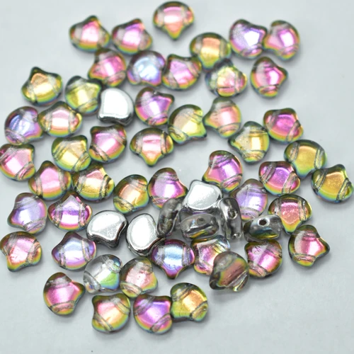 Ginko 7.5mm x 7.5mm 2-hole Backlit Utopia, 35 Beads Czech Glass